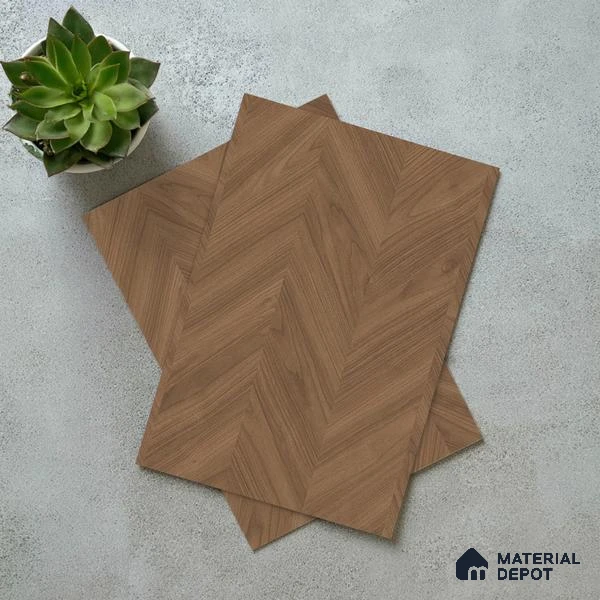 Wooden Look LM 01257 V Wooden 8 ft x 4 ft Chevron Planks Finish Decorative Laminate - 1 mm | Suitable for TV Unit, Wardrobe, Kitchen Cabinets